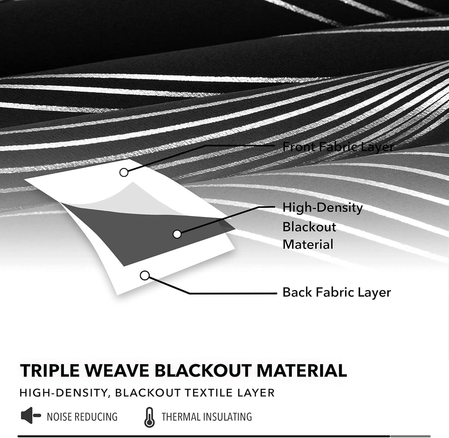 Deconovo Silver Wave Room Darkening Grommet Curtains (2 Panels) Light Beige 52W x 84L