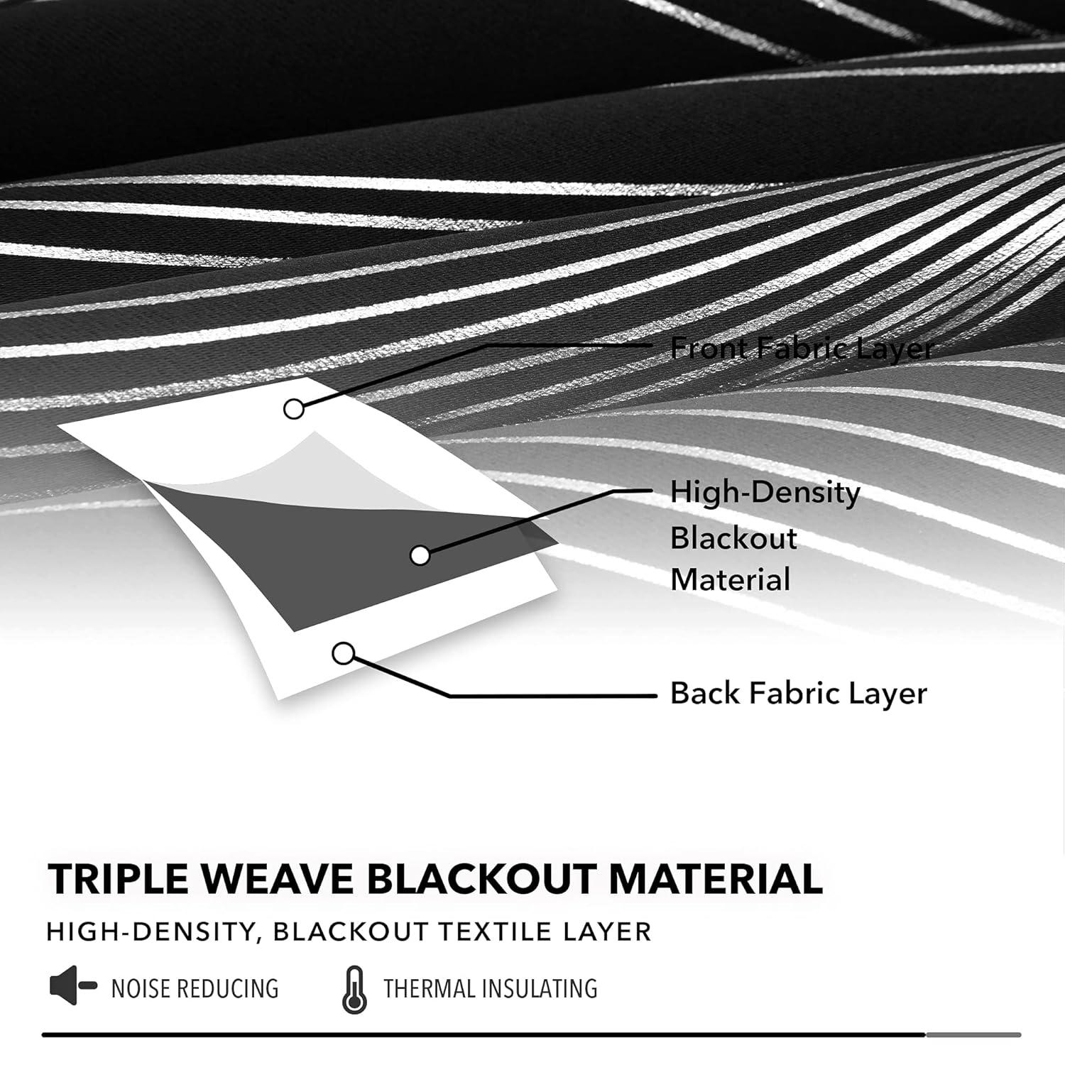 Deconovo Silver Wave Room Darkening Grommet Curtains (2 Panels) Light Beige 52W x 84L