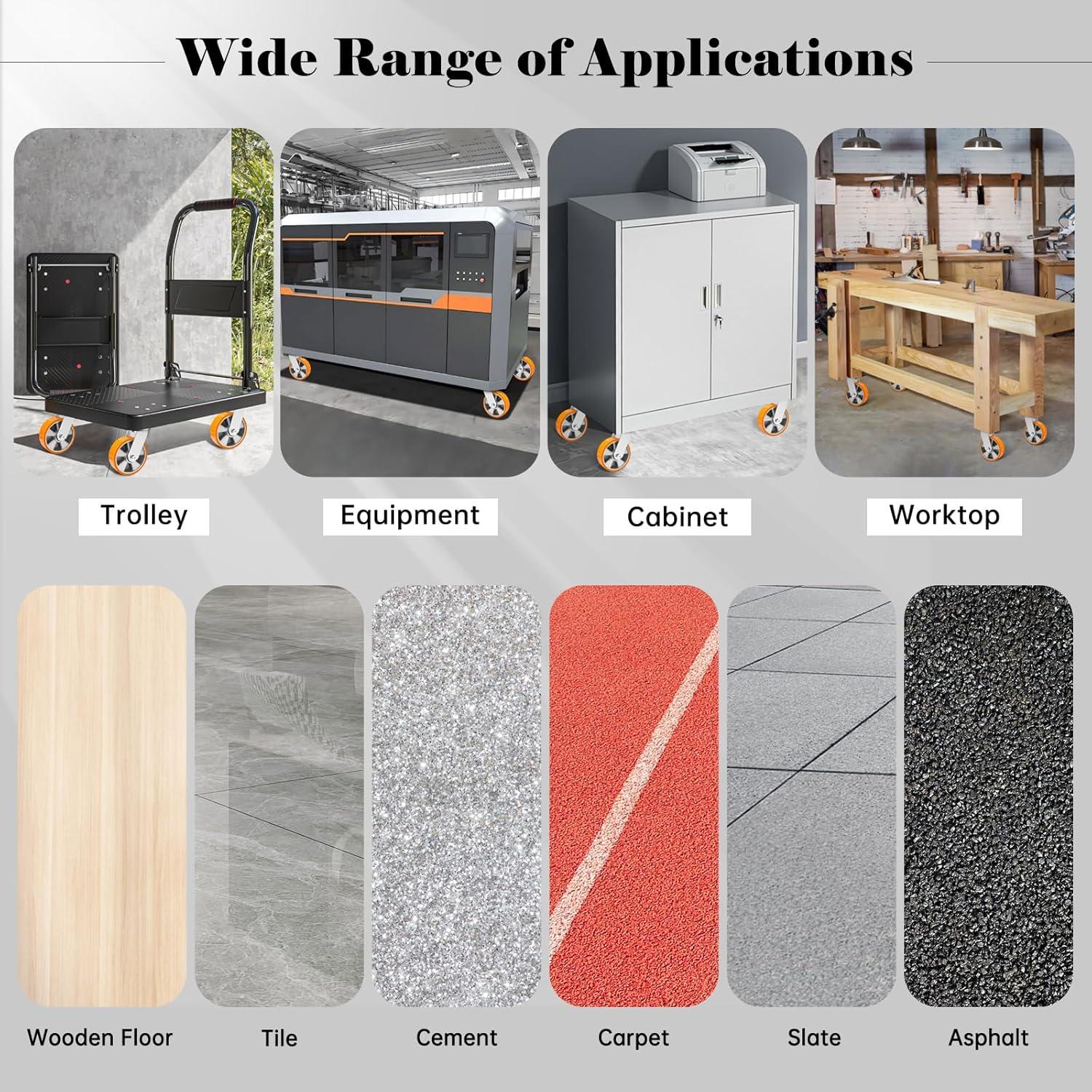 W B D WEIBIDA 6 Inch Industrial Fixed Casters (2 Pack), Maintenance-Free Polyurethane on Aluminum Wheels, Heavy Duty Casters Wheels 2500 Lbs, Industrial Rigid Casters for Hand Truck, Cabinet