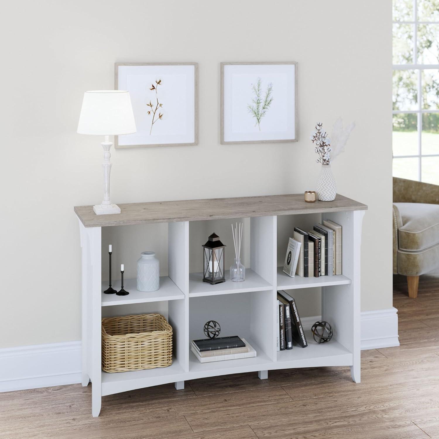 Bush Furniture Salinas 6 Cube Bookcase Organizer, Shiplap Gray & Pure White