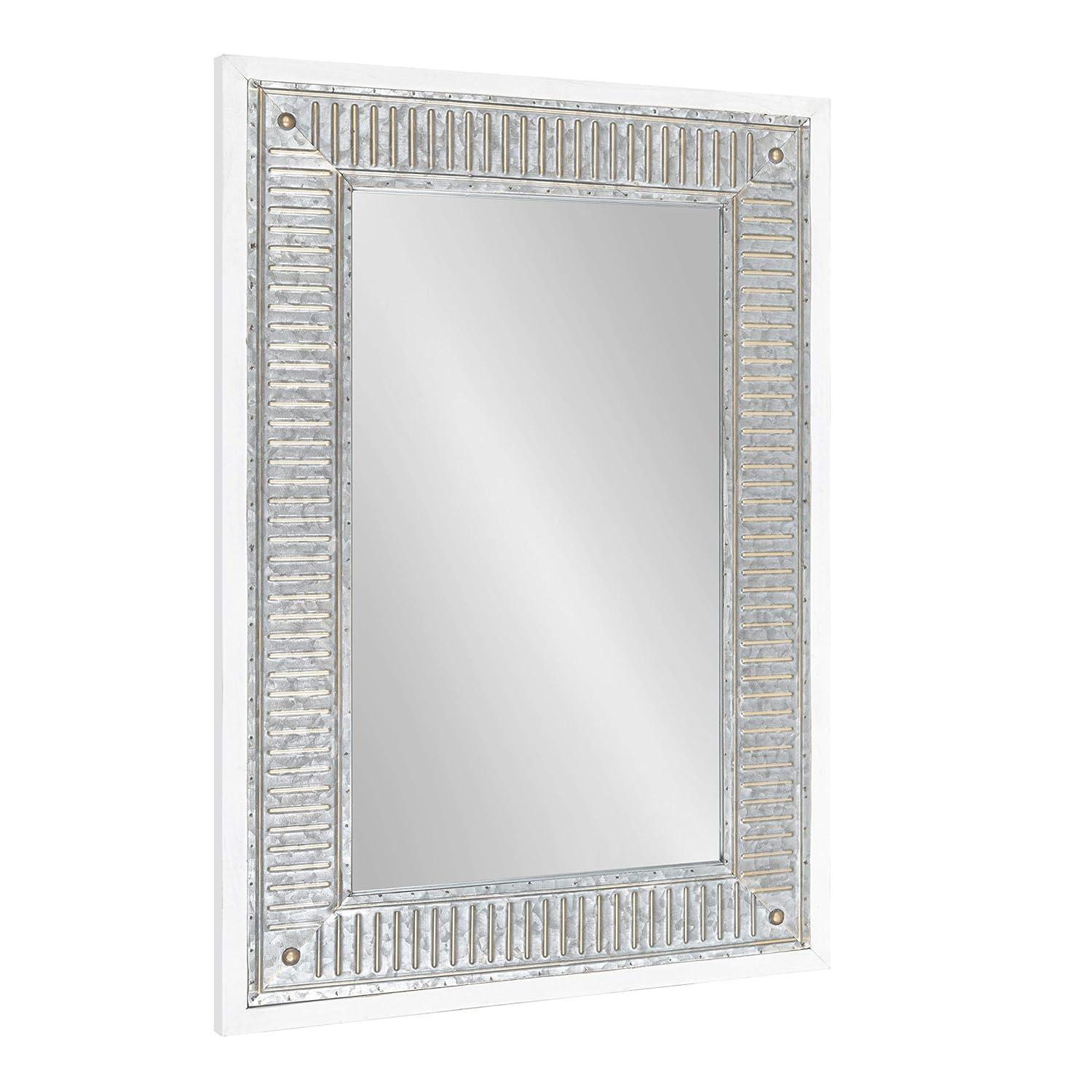 20" x 29.7" Deely Rectangle Wall Mirror White - Kate & Laurel All Things Decor: Modern Style, No Assembly, Wood Frame