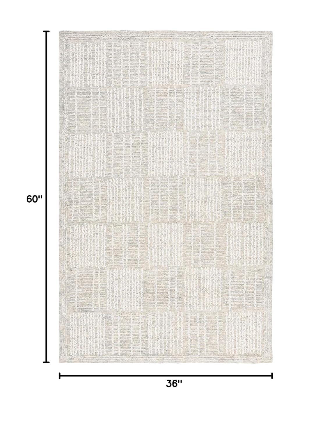 Abstract ABT275 Handmade Tufted Accent Rug - Grey/Ivory - 3'-0" x 5'-0" - Safavieh