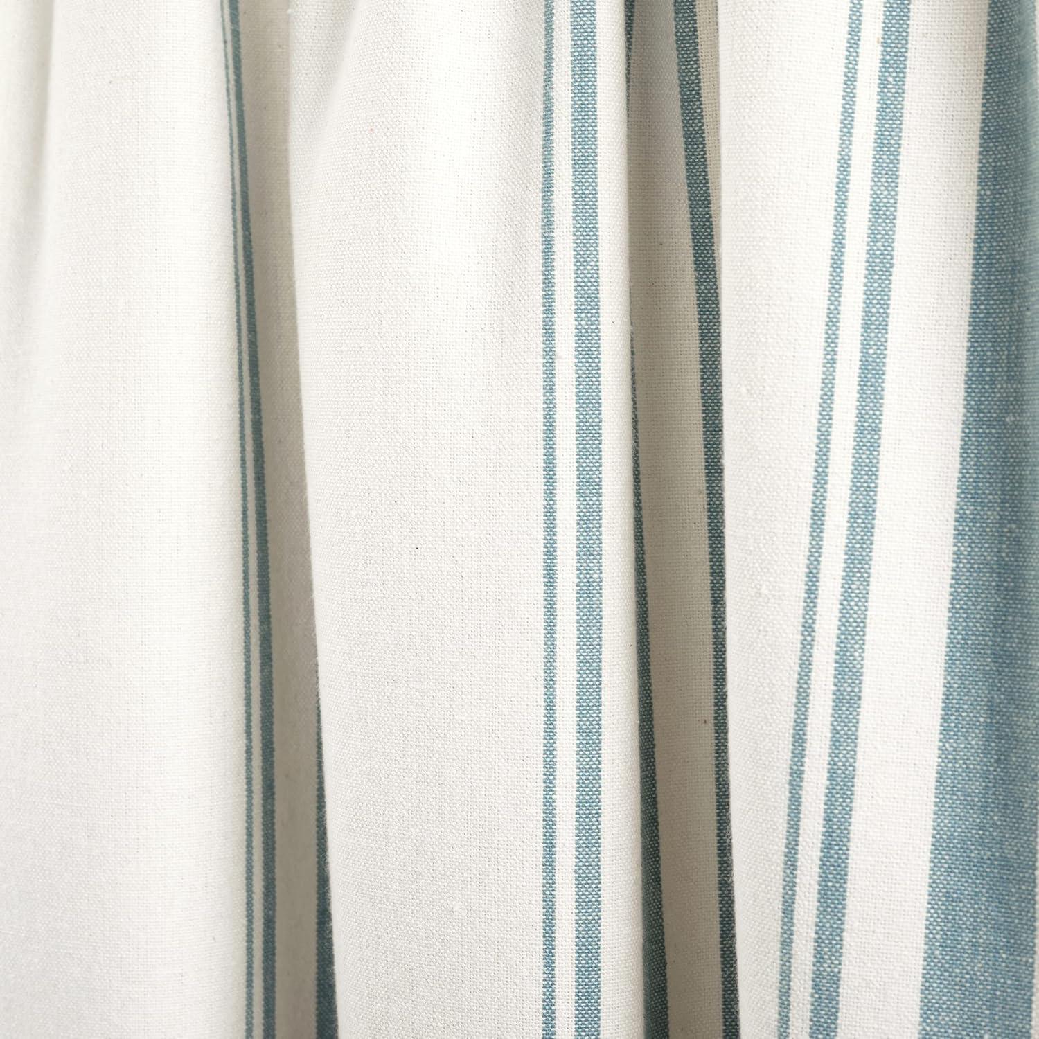 Blue Striped Recycled Cotton Rod Pocket Valance, 18" L x 52" W