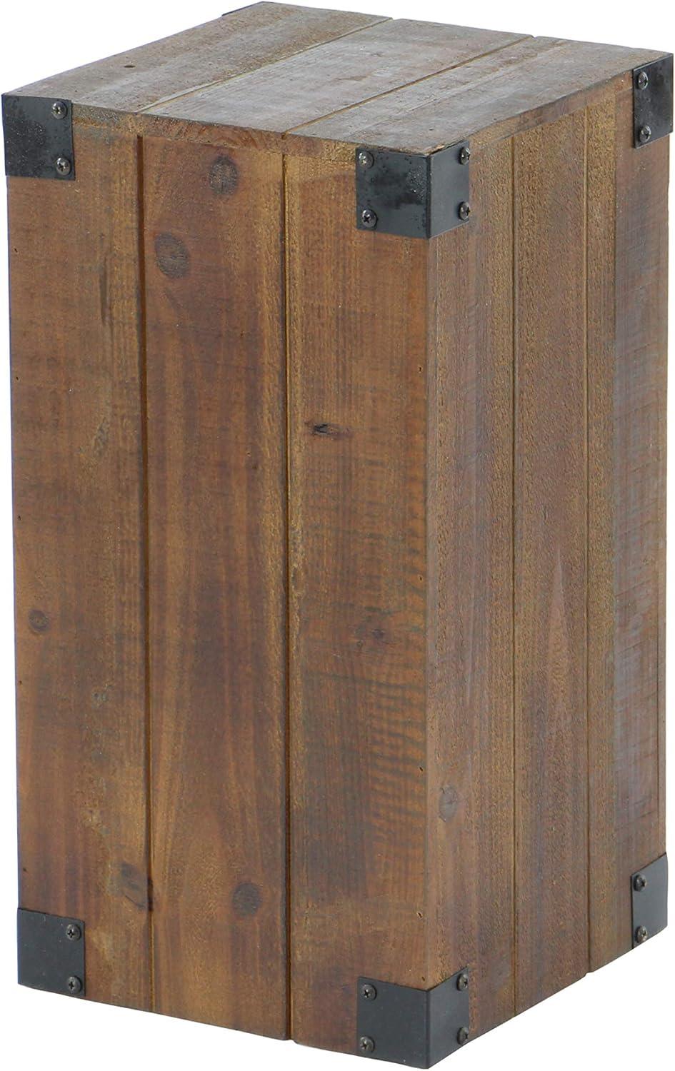 Set of 5 Farmhouse Wood Pedestal Tables Brown - Olivia & May: Indoor Accent Furniture, No Assembly Required