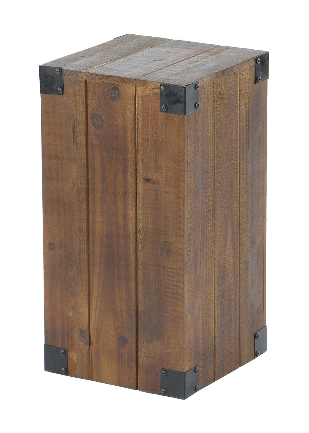 Set of 5 Farmhouse Wood Pedestal Tables Brown - Olivia & May: Indoor Accent Furniture, No Assembly Required