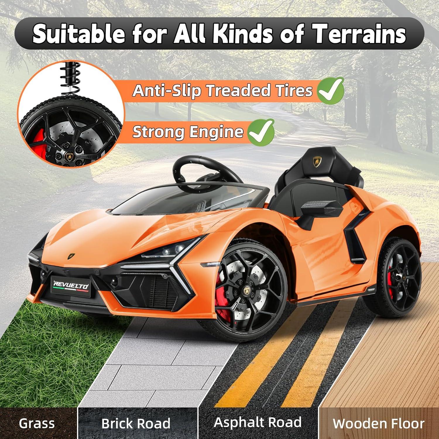 12V Kids Ride On Car, Licensed Lamborghini Revuelto Electric Car For Kids