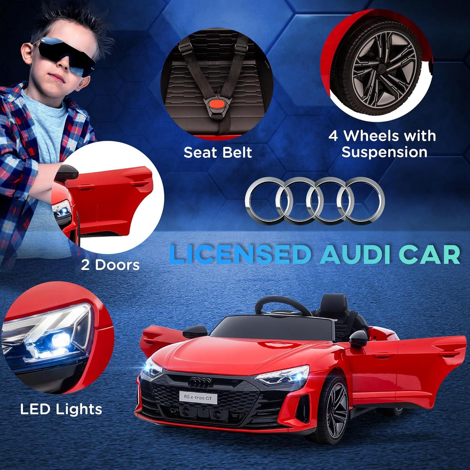 Red 12V Audi RS E-tron GT Kids Ride-On Car