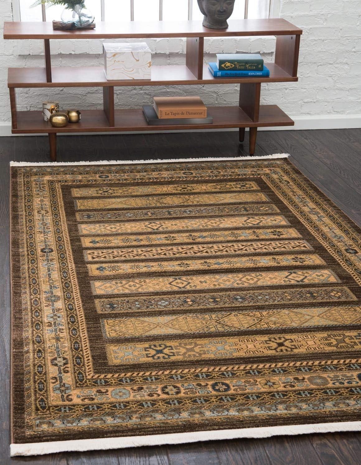 Unique Loom Fars Collection Area Rug - Pasadena (7' 1" x 10' Rectangle Brown/Light Blue)
