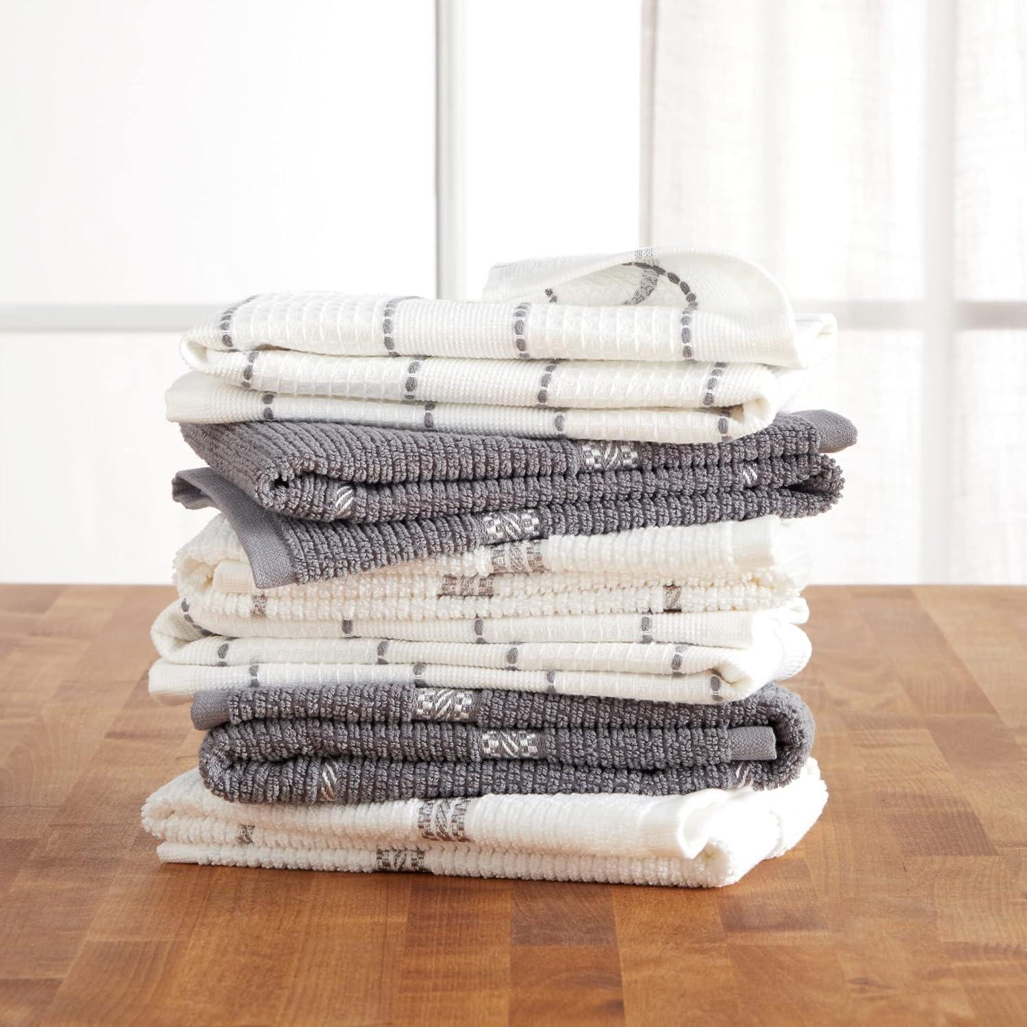 Martha Stewart Modern Waffle Kitchen Towel Set 6-Pack, Linen, 16"x28"