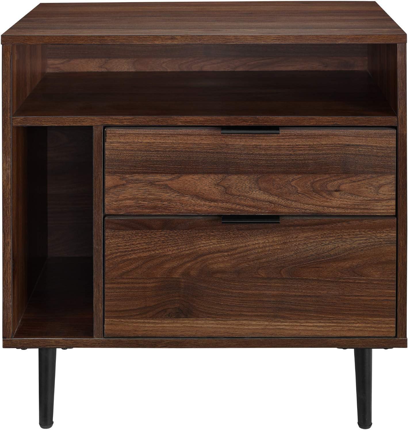 Lincoln 25" Modern Storage Bedroom Nightstand in Dark Walnut