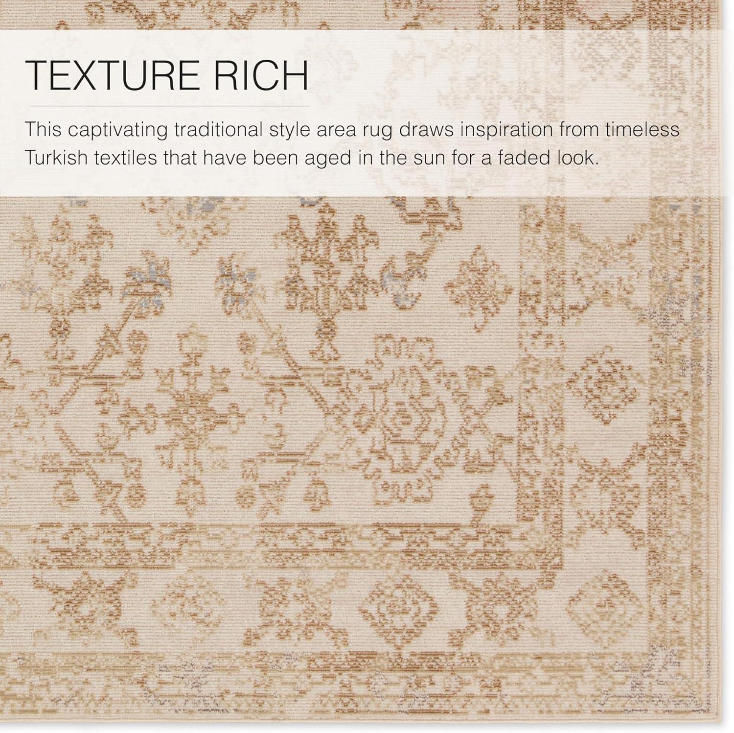 Handmade Ivory Medallion Wool and Synthetic Rug 2'-6" x 4'