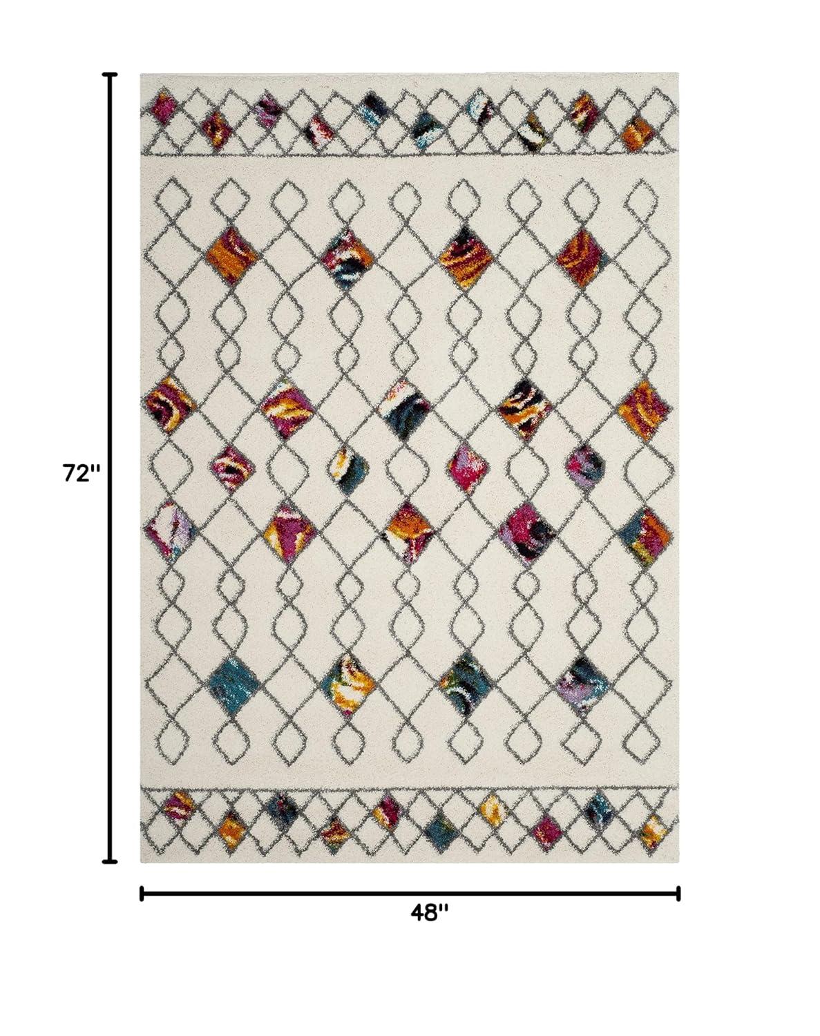 Fiesta Shag FSG361 Power Loomed Area Rug - Cream/Multi - 4'x6' - Safavieh.