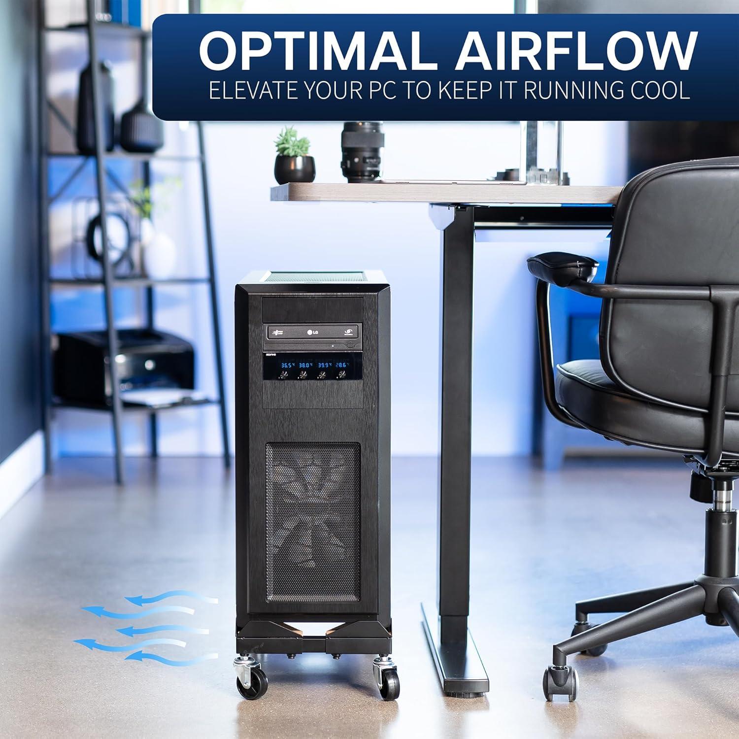 Vivo Vivo Premium Large PC Cart, CPU Rolling Stand, Adjustable Computer Trolley