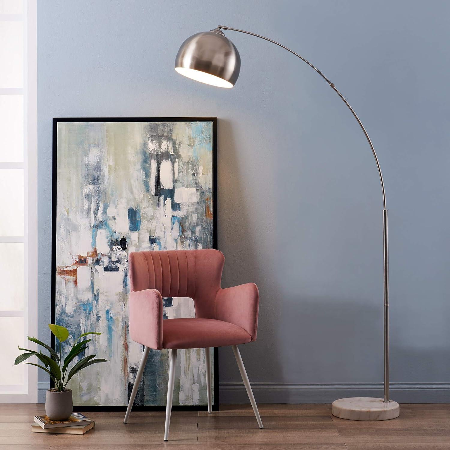 Teamson Home Arquer 68.1" Arc Floor Lamp with Faux Marble Base