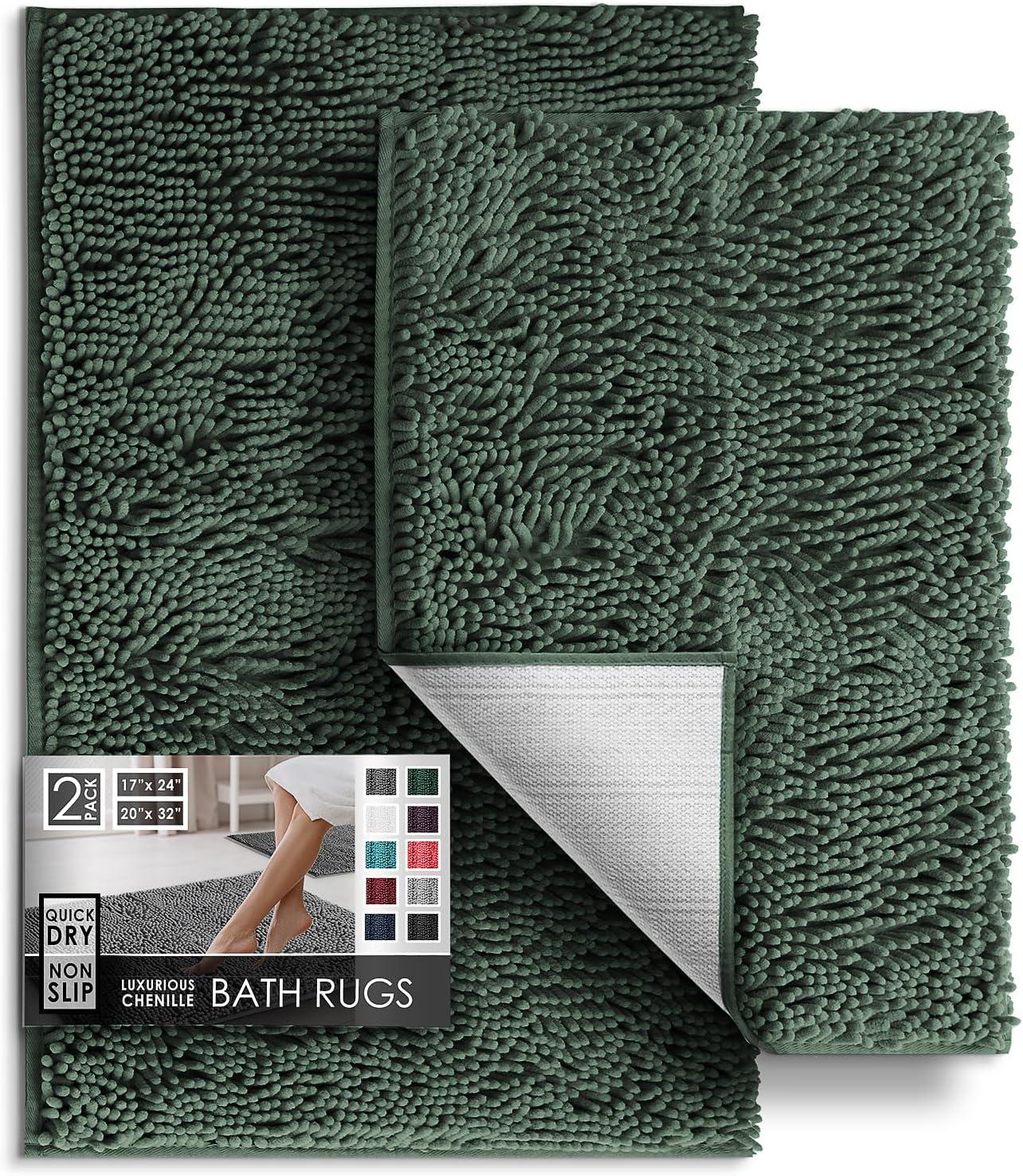 Hearth & Harbor Bathroom Rugs, Machine Washable Chenille Bath Mat for Bathroom