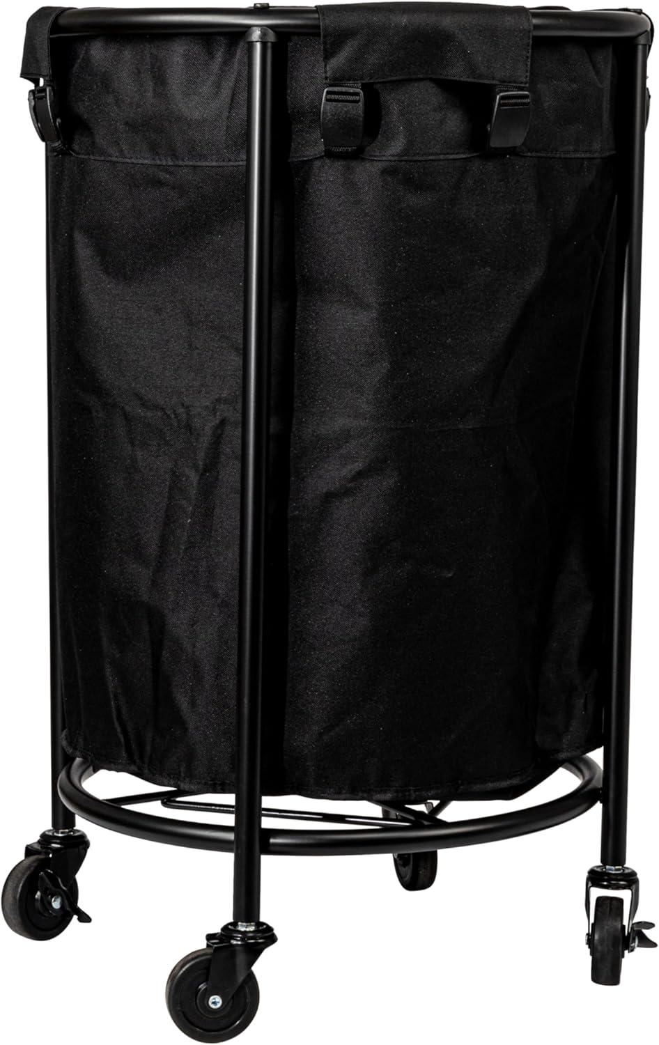 Black Metal Frame Rolling Laundry Hamper with Wheels