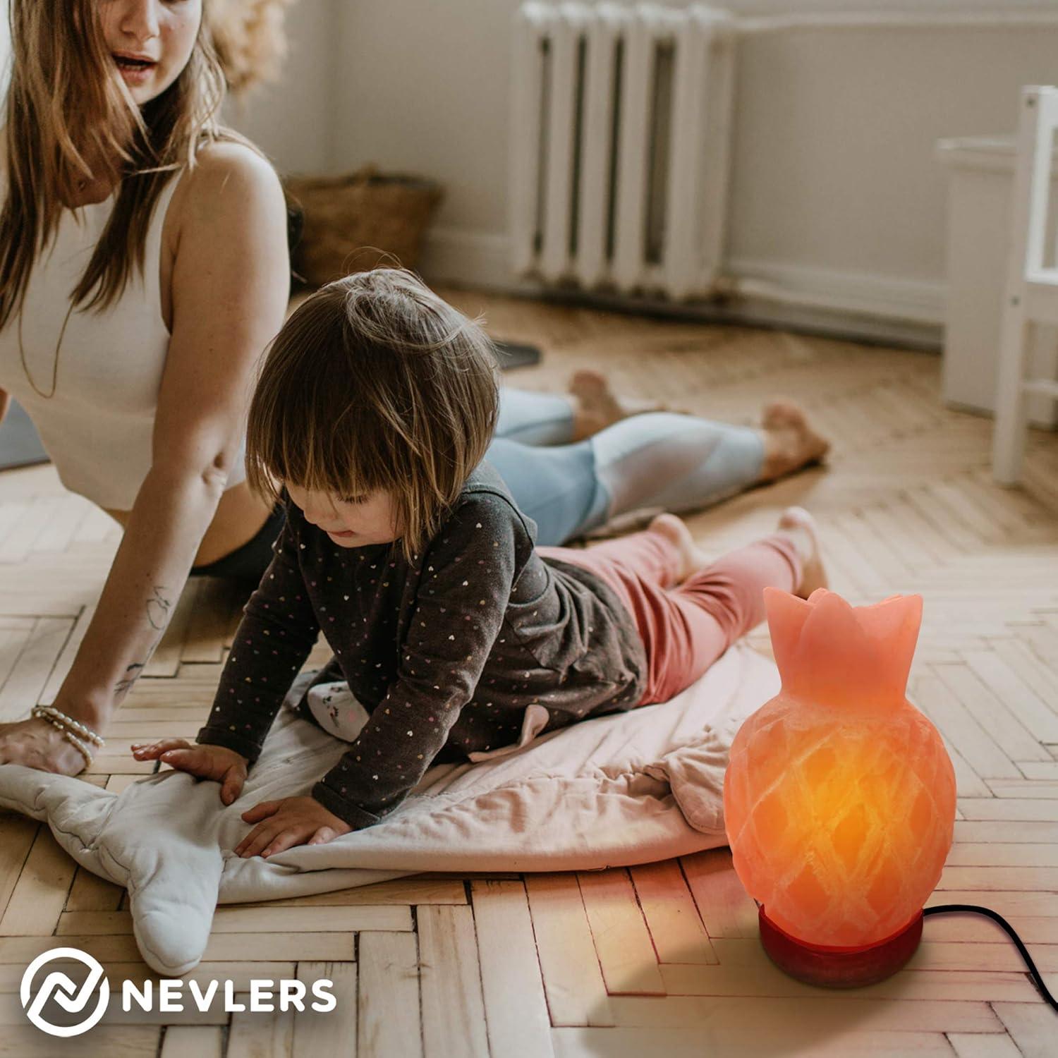 Nevlers Natural Himalayan Salt Lamp - Pineapple Shaped - Dimmer Cord - Pink - Traditional