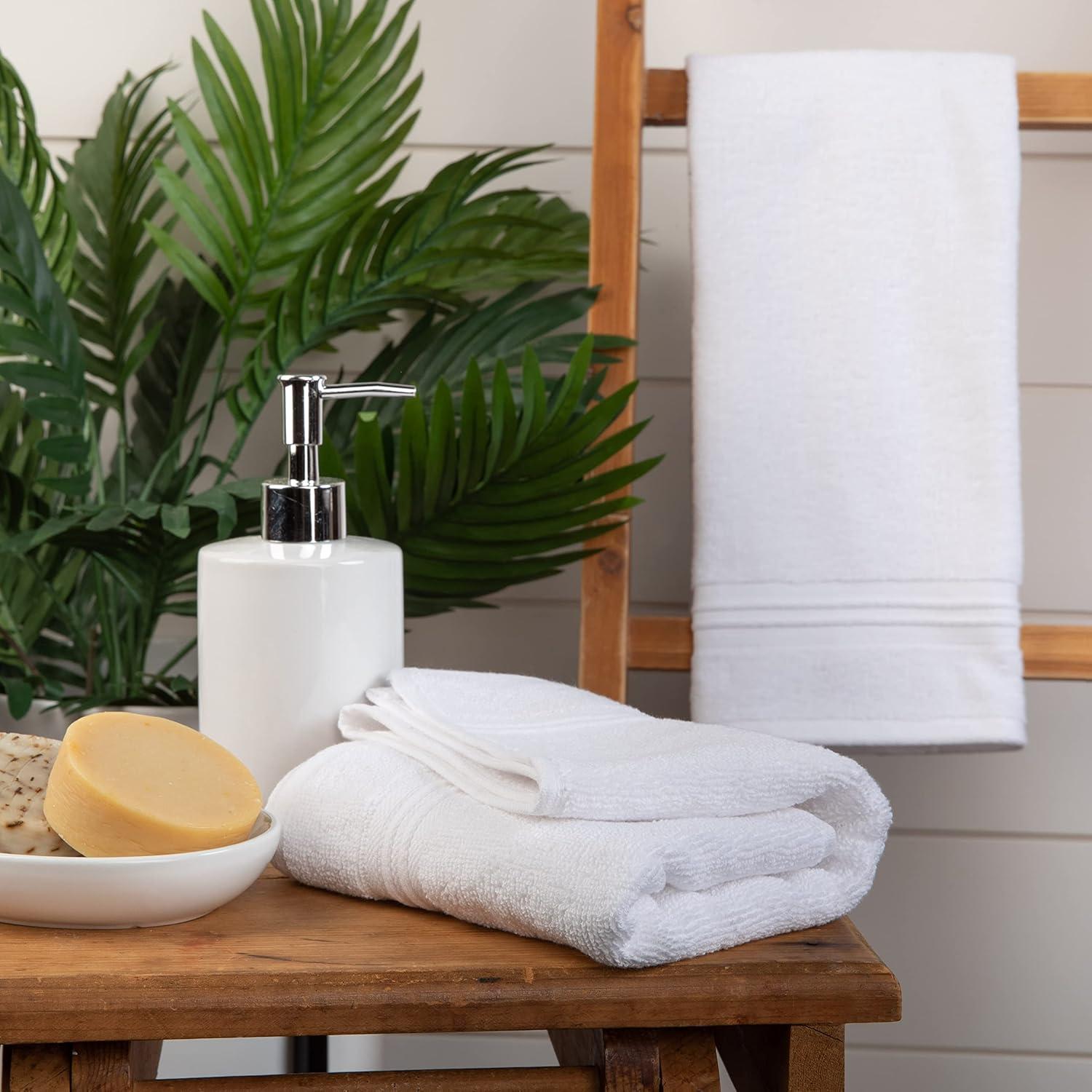 Sticky Toffee Terry Cotton Hand Towels Set for Bathroom, 2 pack, Soft and Absorbent, 500 GSM, 16 in x 28 in, White