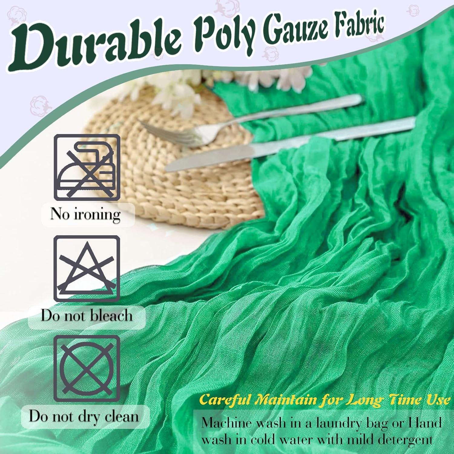 Mint Green Cheesecloth Table Runner 6 Pack 35" Boho Gauze Runner 120 inches Long Tablecloth Runner Rustic Sheer Fabric Bulk for Baby Shower Wedding Bridal Birthday Party Table Decorations