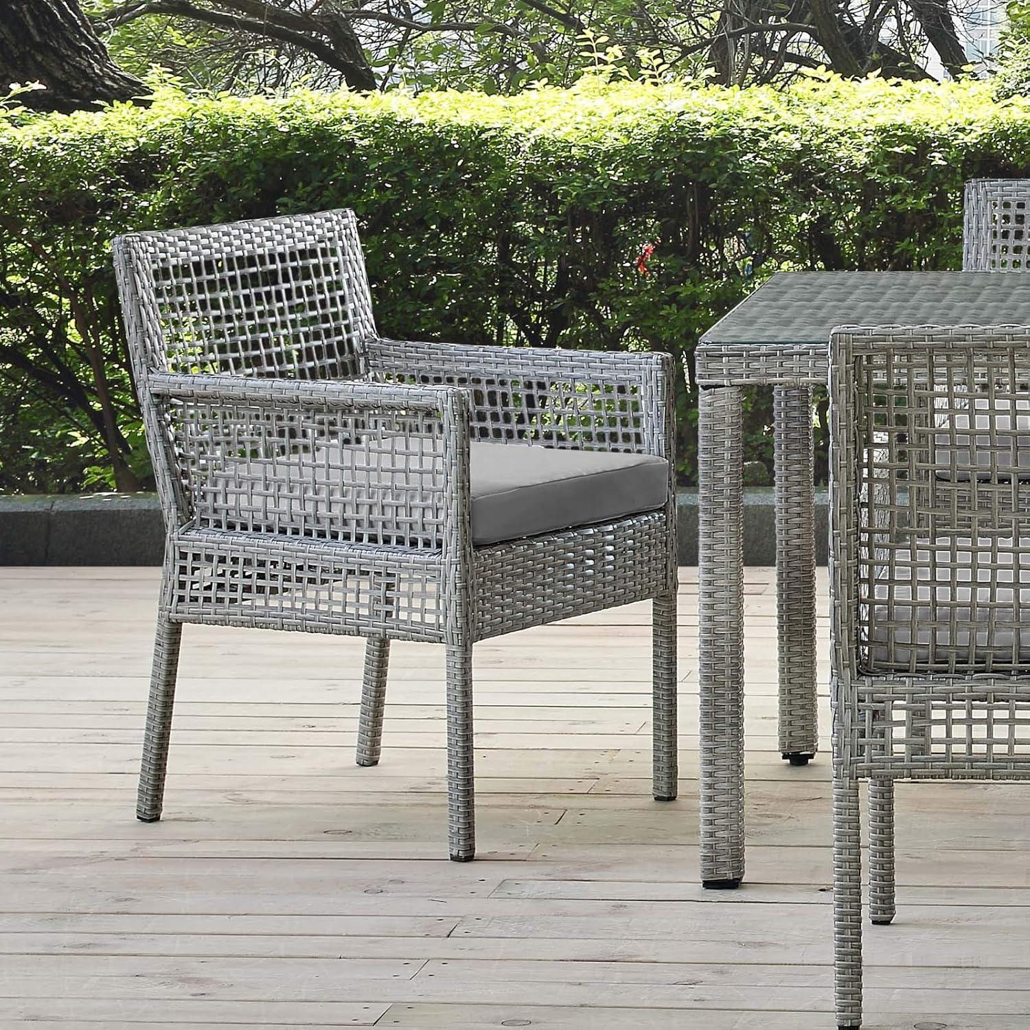 Modway Aura Outdoor Patio Wicker Rattan Dining Armchair - Gray Gray