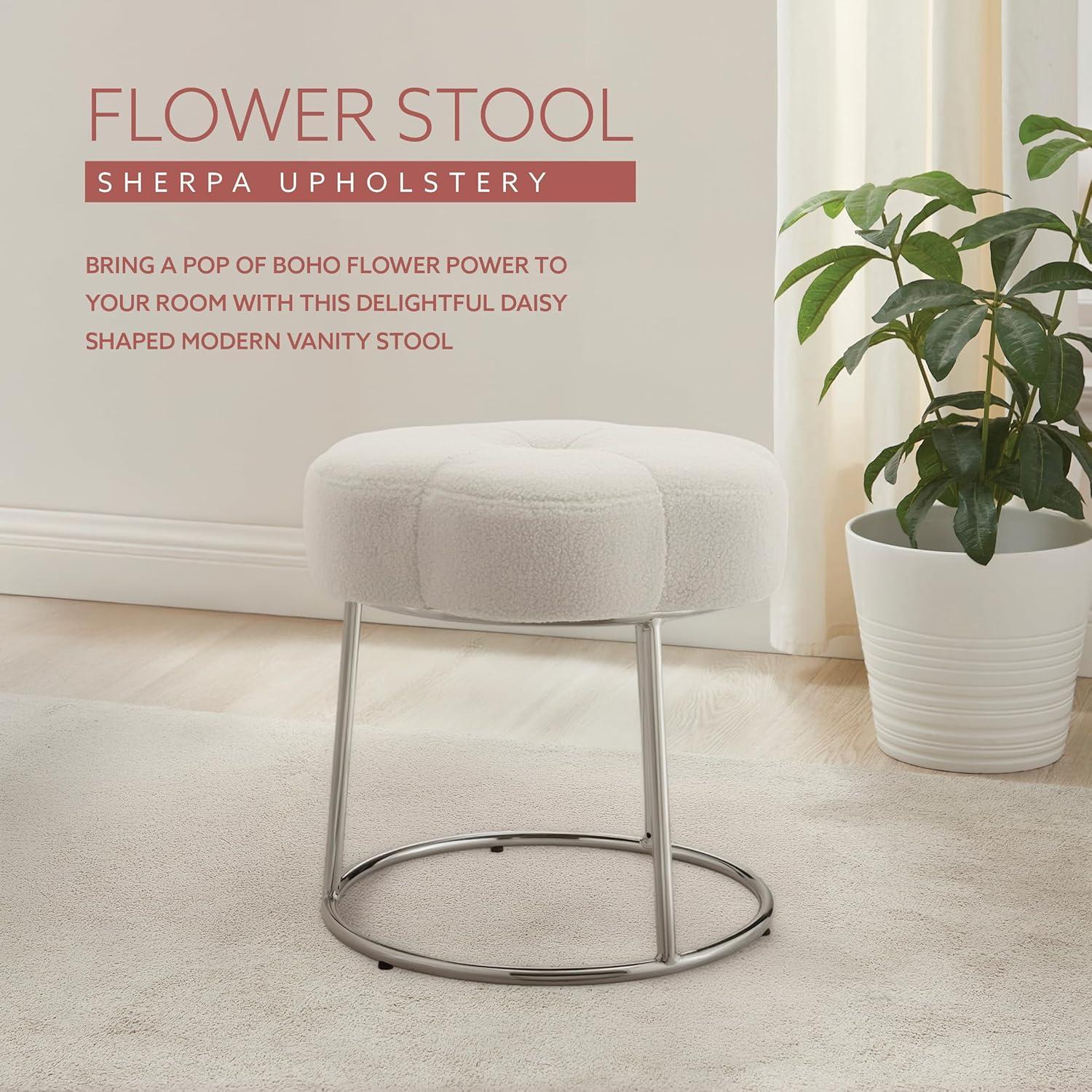Ciara Flower Cushioned Vanity Stool