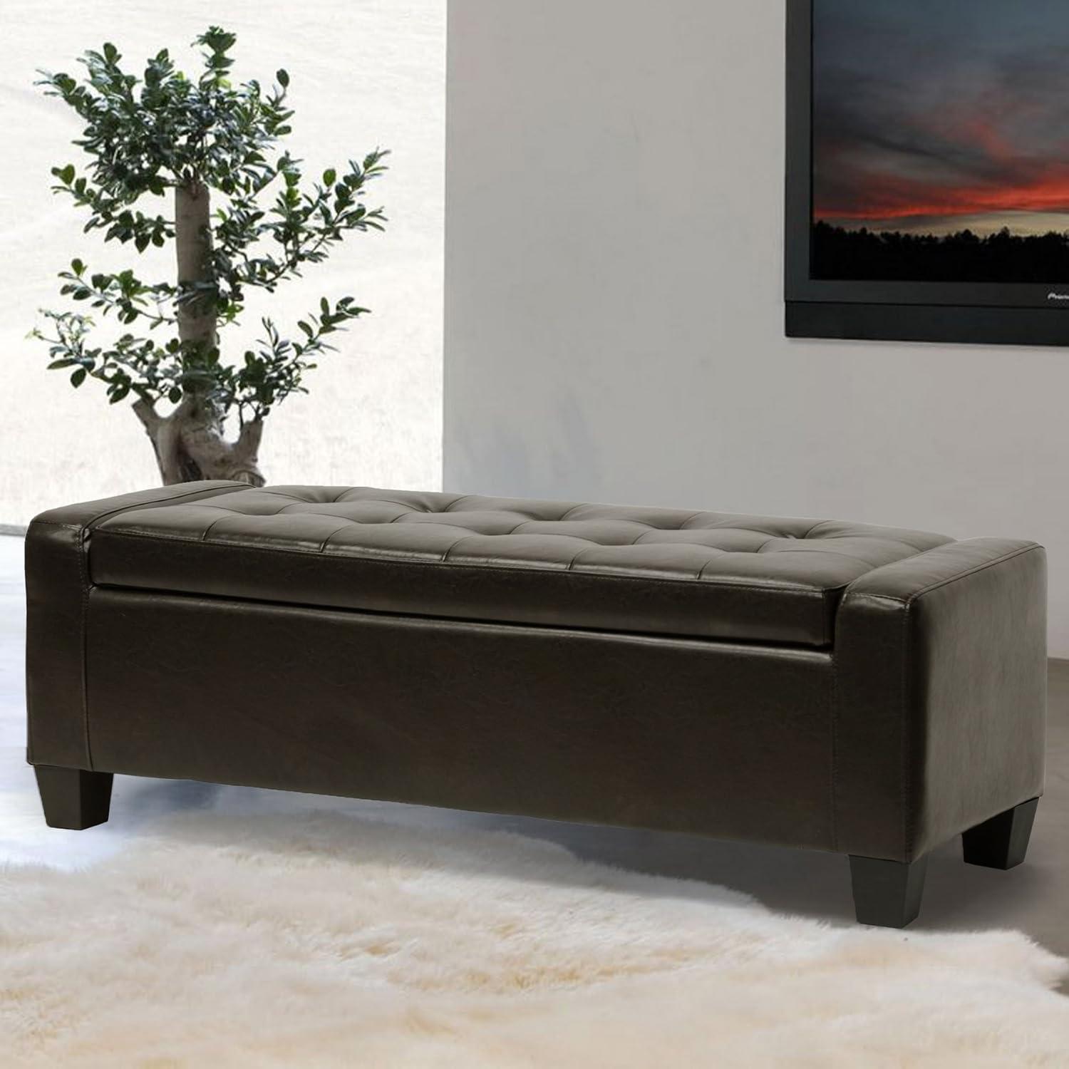 Manchester Ottoman Dark Brown - Baxton Studio: Modern Upholstered Bench, Wood Composite Frame, Spot Clean