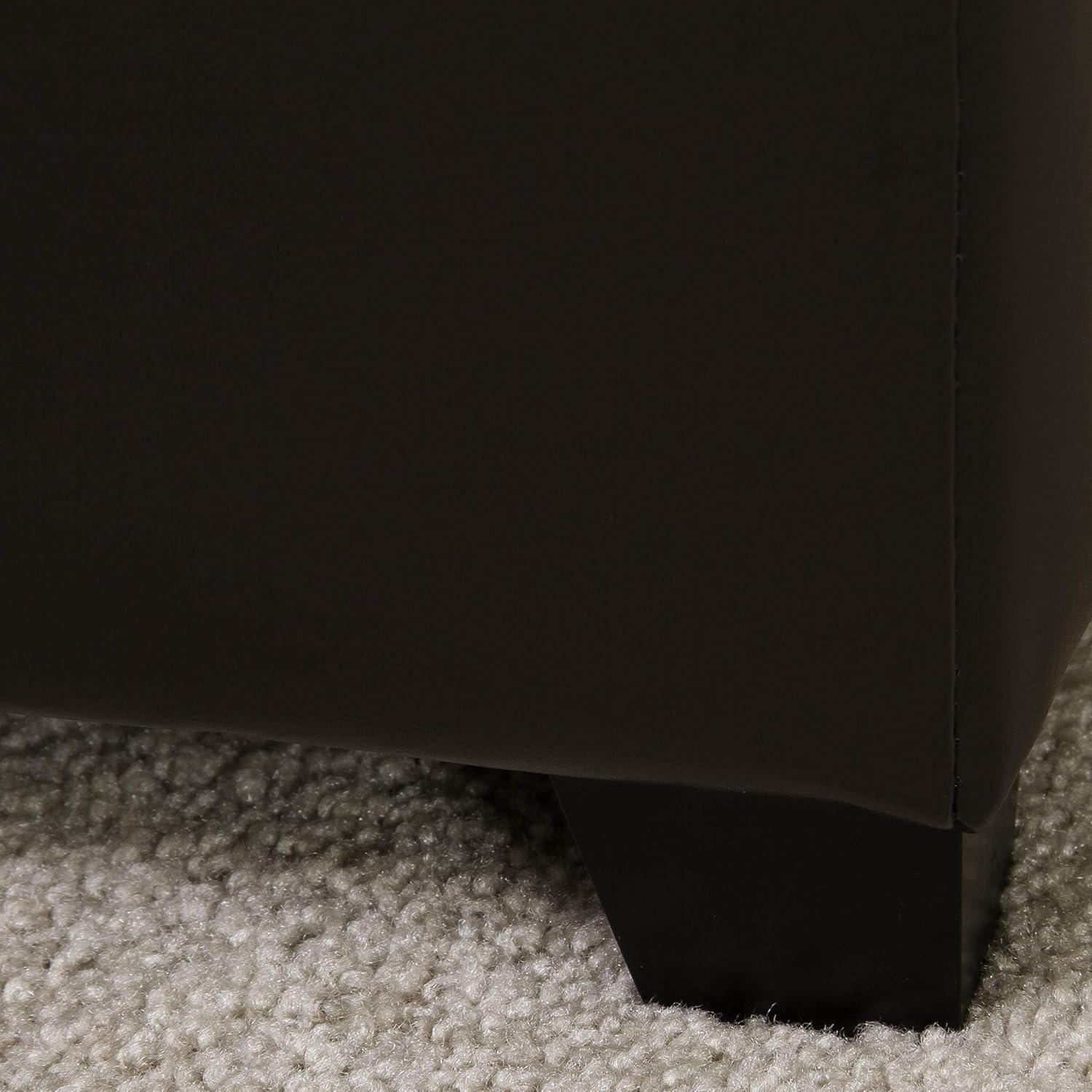 Wellington Leather Tray Top Storage Ottoman Brown - Christopher Knight Home: Footstool, Hardwood Frame