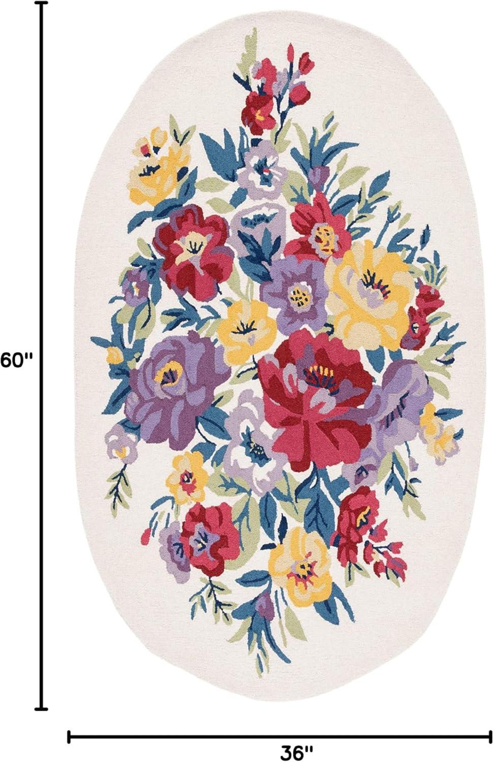 Chelsea HK219 Hand Tufted Area Rug - Ivory/Rose - 3'x5' Oval - Safavieh.