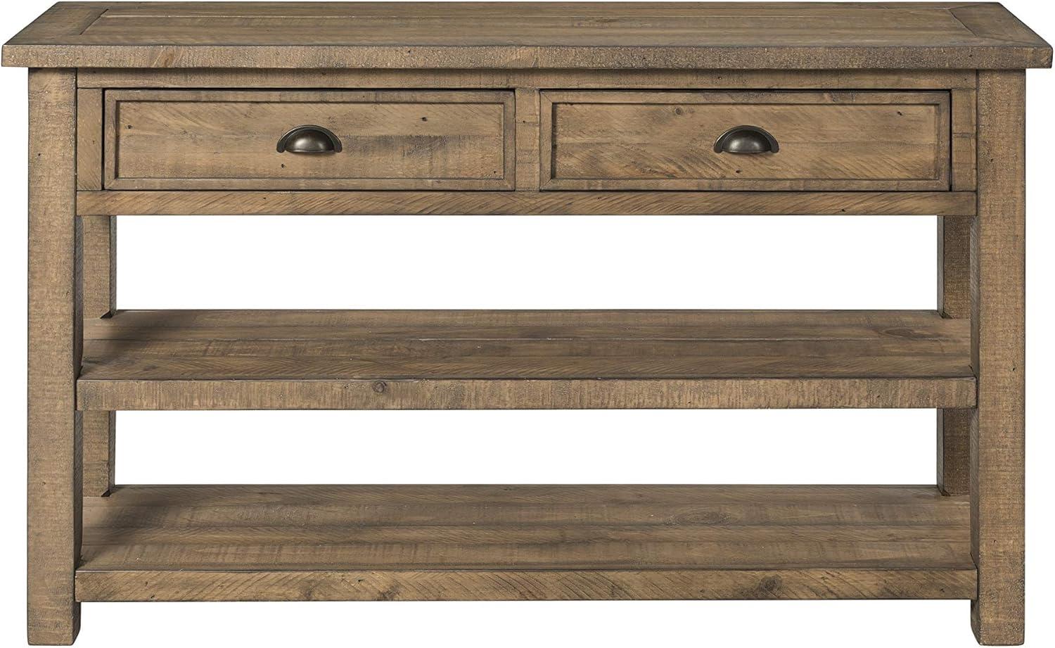 Coastal Style Rectangular Wooden Console Table with 2 Drawers, Brown- Saltoro Sherpi