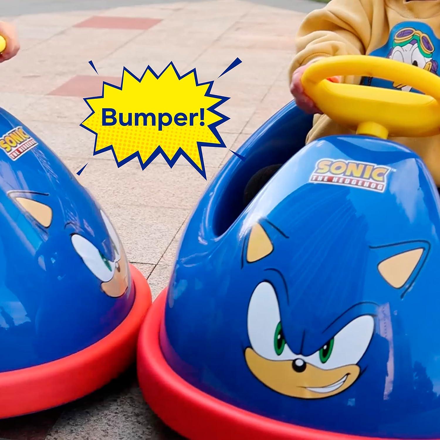 Sonic The Hedgehog 6V Bumper Car, Battery Powered Ride on Toy with Remote for Kids Ages 1.5+, Blue