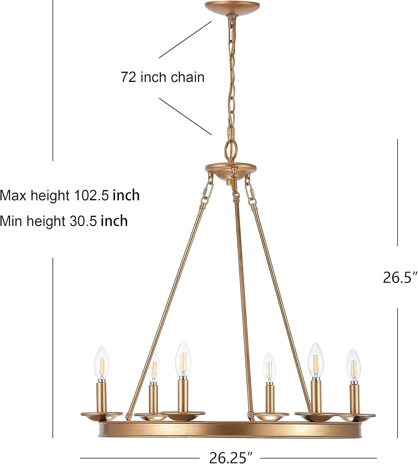 SAFAVIEH Joris 6 Light Industrial Adjustable Chandelier, Gold Painted