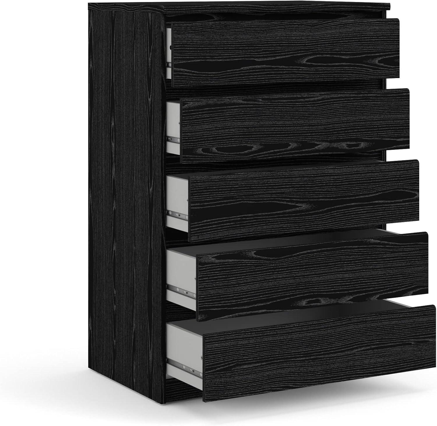 Wood Scottsdale 5 Drawer Chest in Black Woodgrain-Tvilum