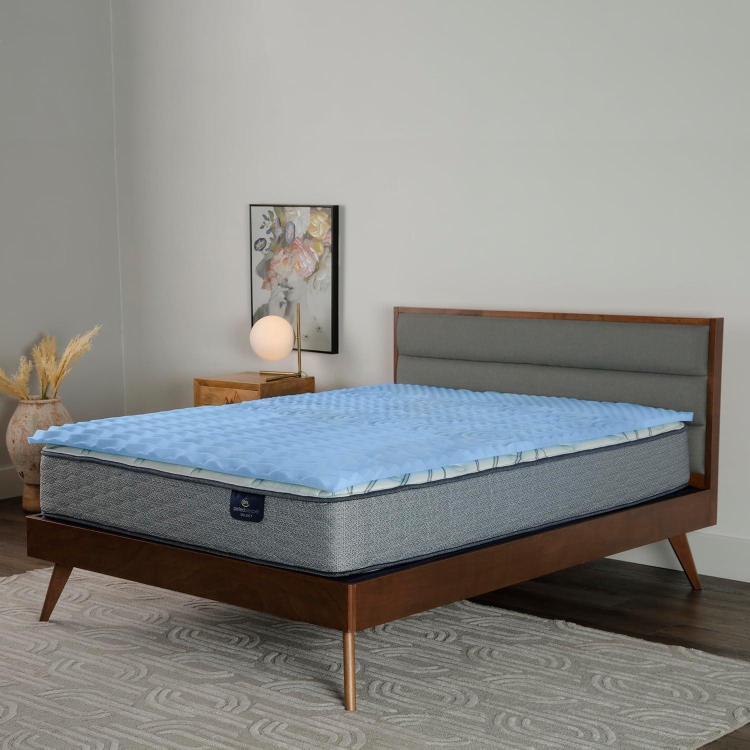 Twin XL Blue Cooling Memory Foam Mattress Topper