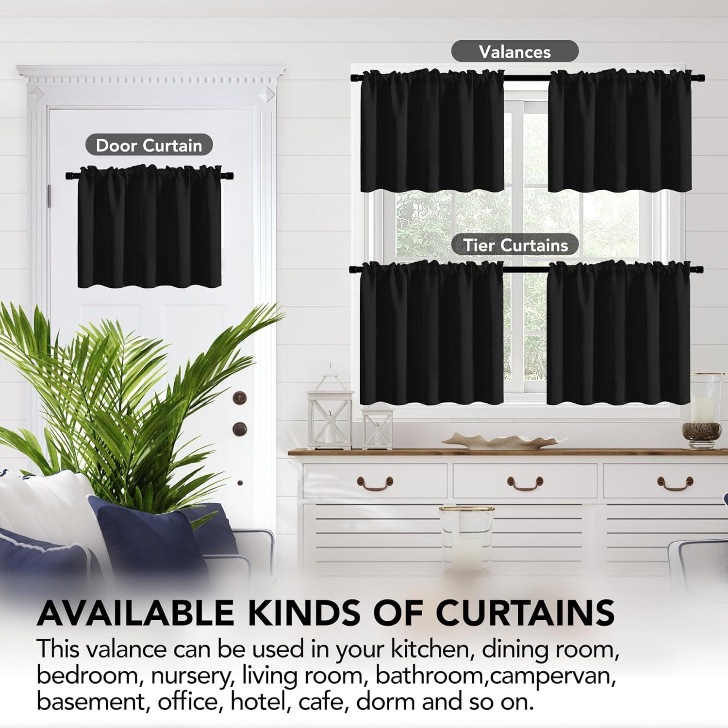 Deconovo Rod Pocket Blackout Curtains for Living Room, 2 Panels, Thermal Insulated, 38" x 63", Black