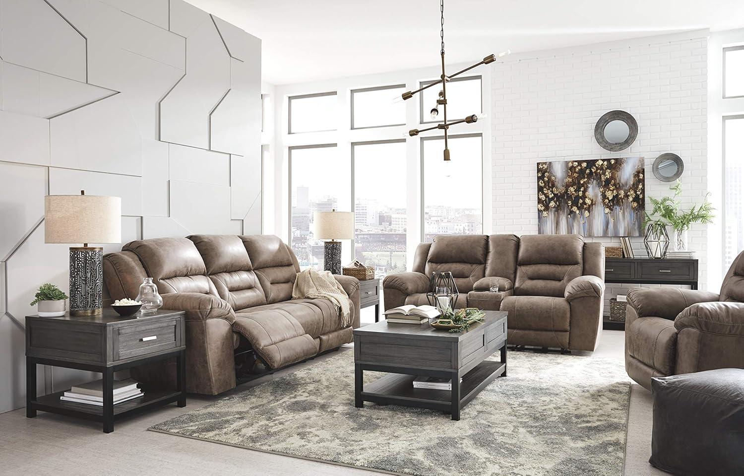 Signature Design by Ashley Stoneland Power Reclining Sofa in Fossil