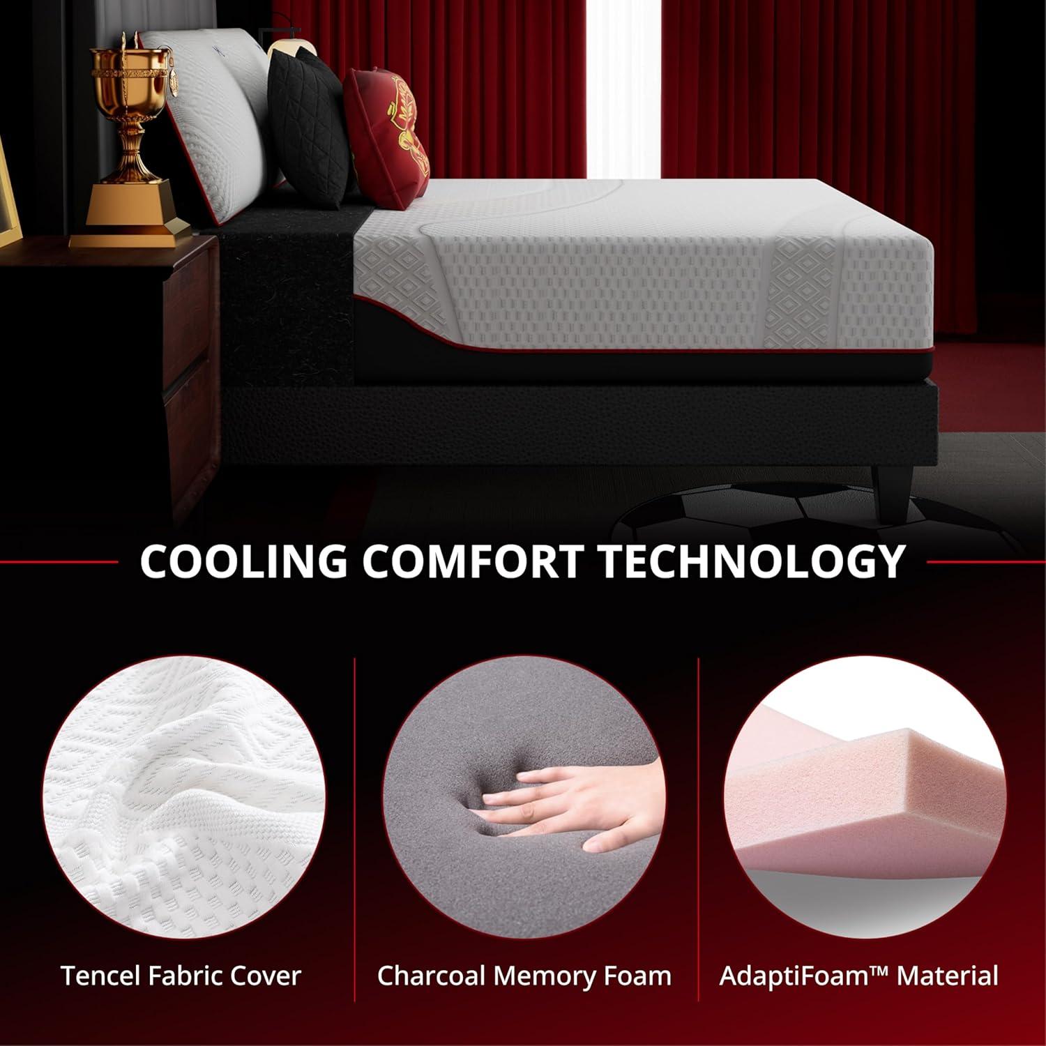 MLILY Manchester United Theatre 12 inch Memory Foam Mattress, Twin XL Size Mattress in a box,Medium Plush