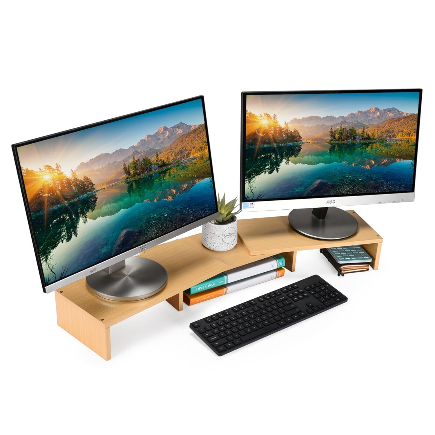 Prosumer's Choice Dual Monitor Riser-Set of 3,Brown
