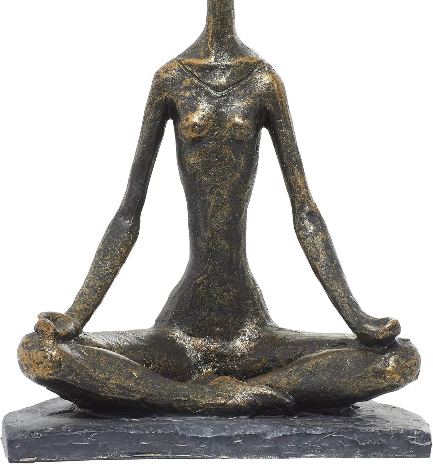 9" x 11" Black Polystone Yoga Sculpture, by DecMode