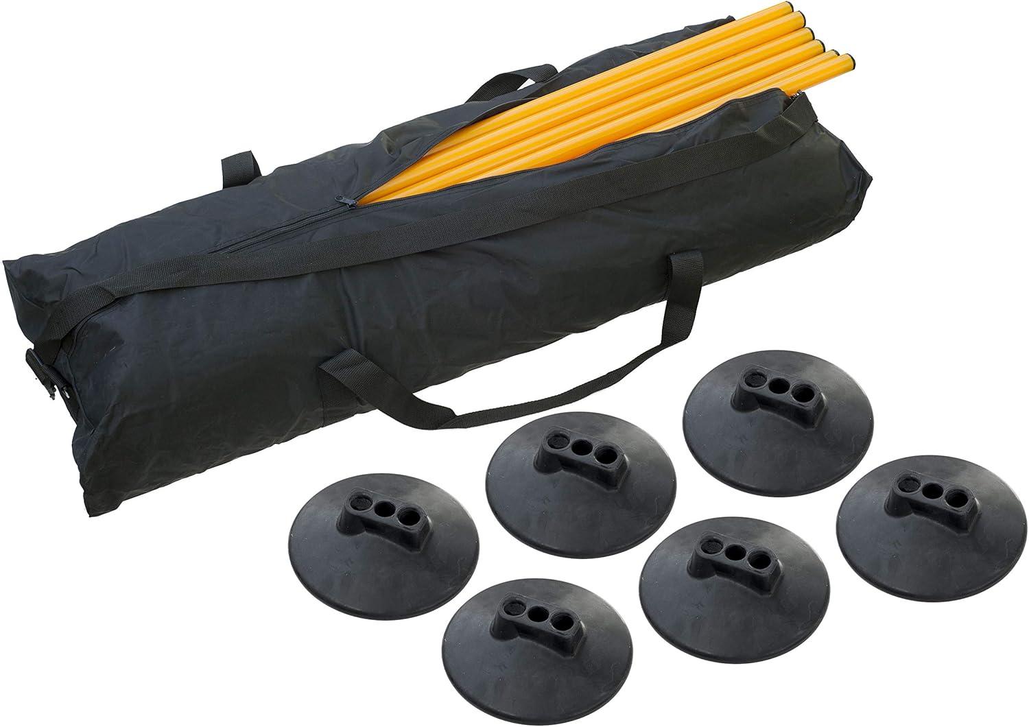 Champion Sports Outdoor Sports Agility Pole Set, 4 Poles with Spring Loaded Spikes, 71 Inches, Yellow