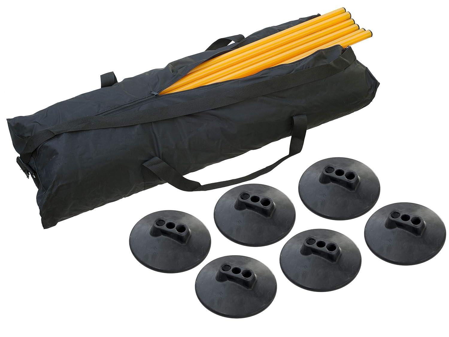 Champion Sports Outdoor Sports Agility Pole Set, 4 Poles with Spring Loaded Spikes, 71 Inches, Yellow
