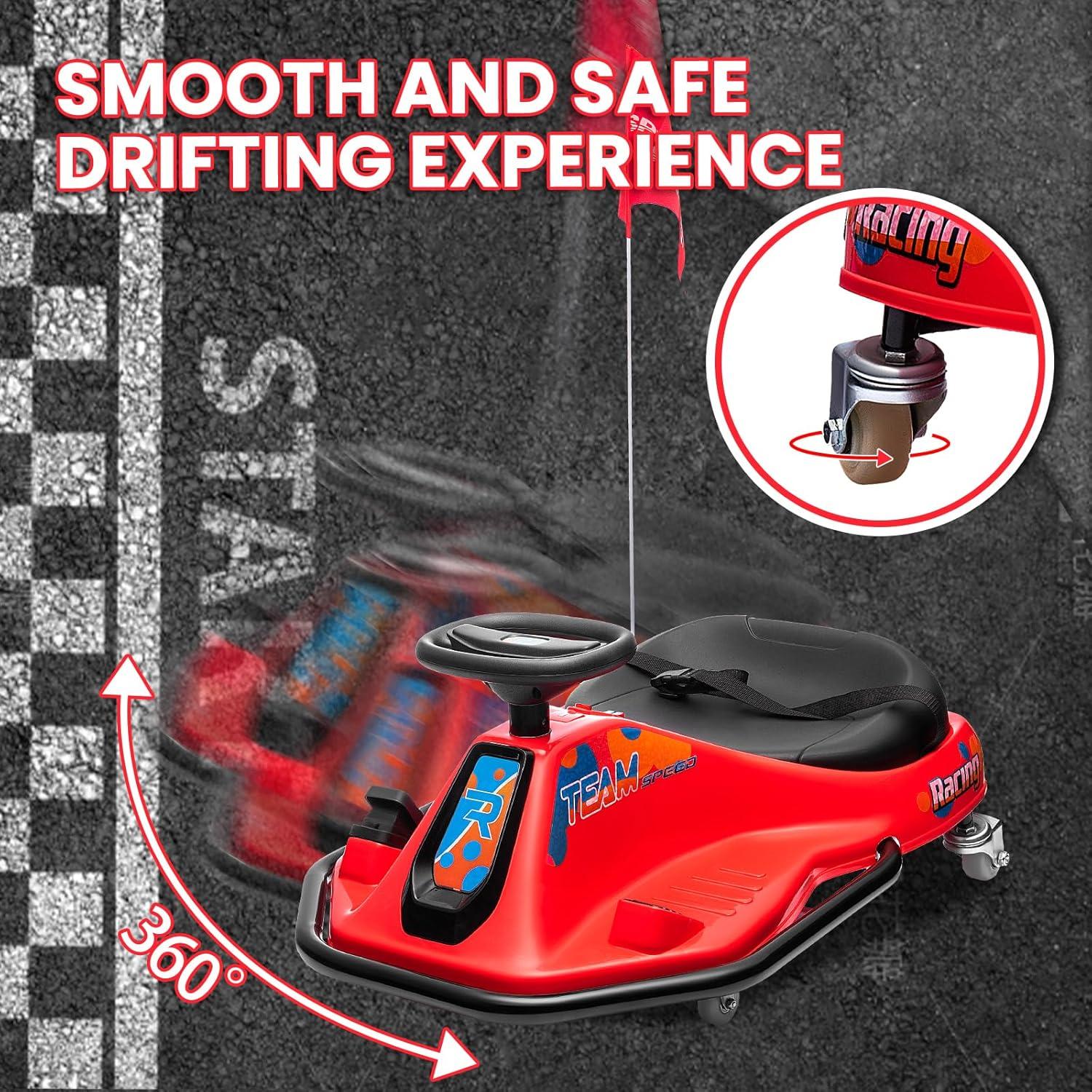 24V Red Electric Drifting Go-Kart for Kids