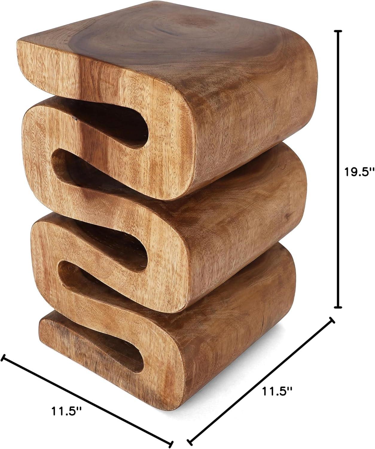 Rutledge & King Suar Wood Hand Carved End Table - Aspen