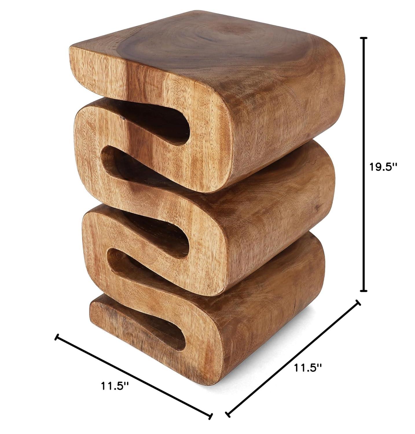 Rutledge & King Suar Wood Hand Carved End Table - Aspen