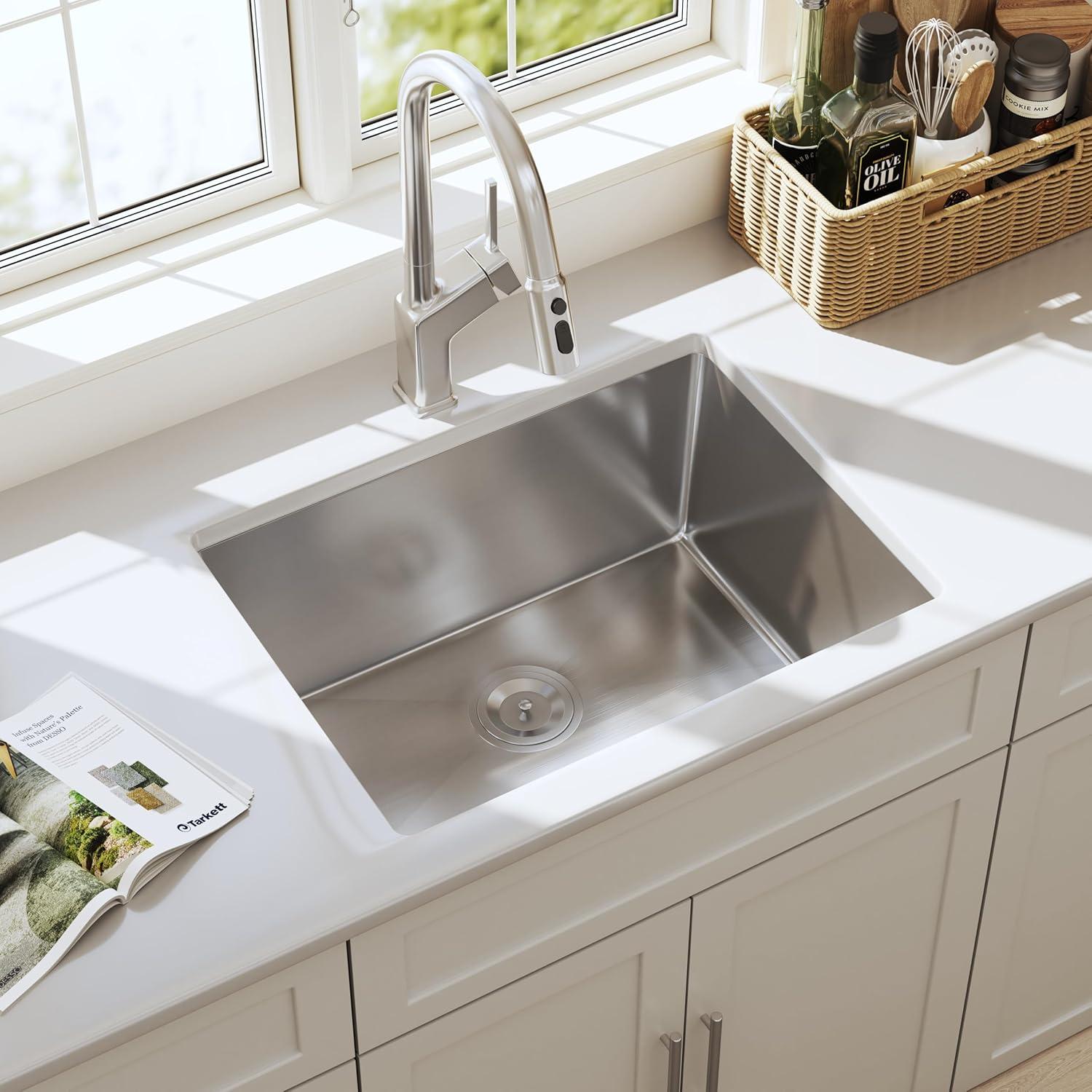 Blenzia 30 Inch Undermount Kitchen Sink 16 Gauge Stainless Steel Single Bowl Handmade Sink 30" X 18" X 10"