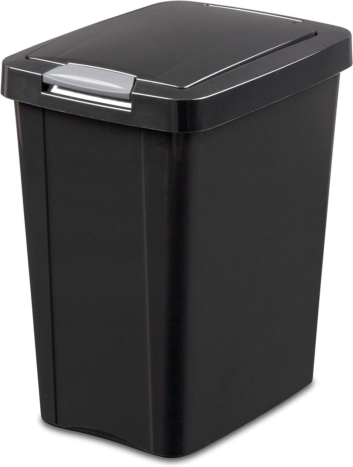 Sterilite 10439004 7.5 Gallon TouchTop Wastebasket with Titanium Latch, Black