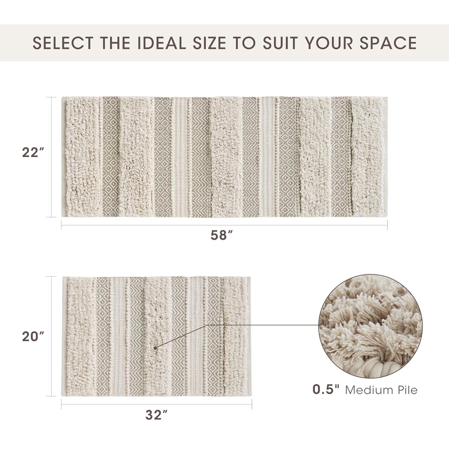 INK+IVY Asher Cotton Blend Bath Rug with Non-Slip Backing