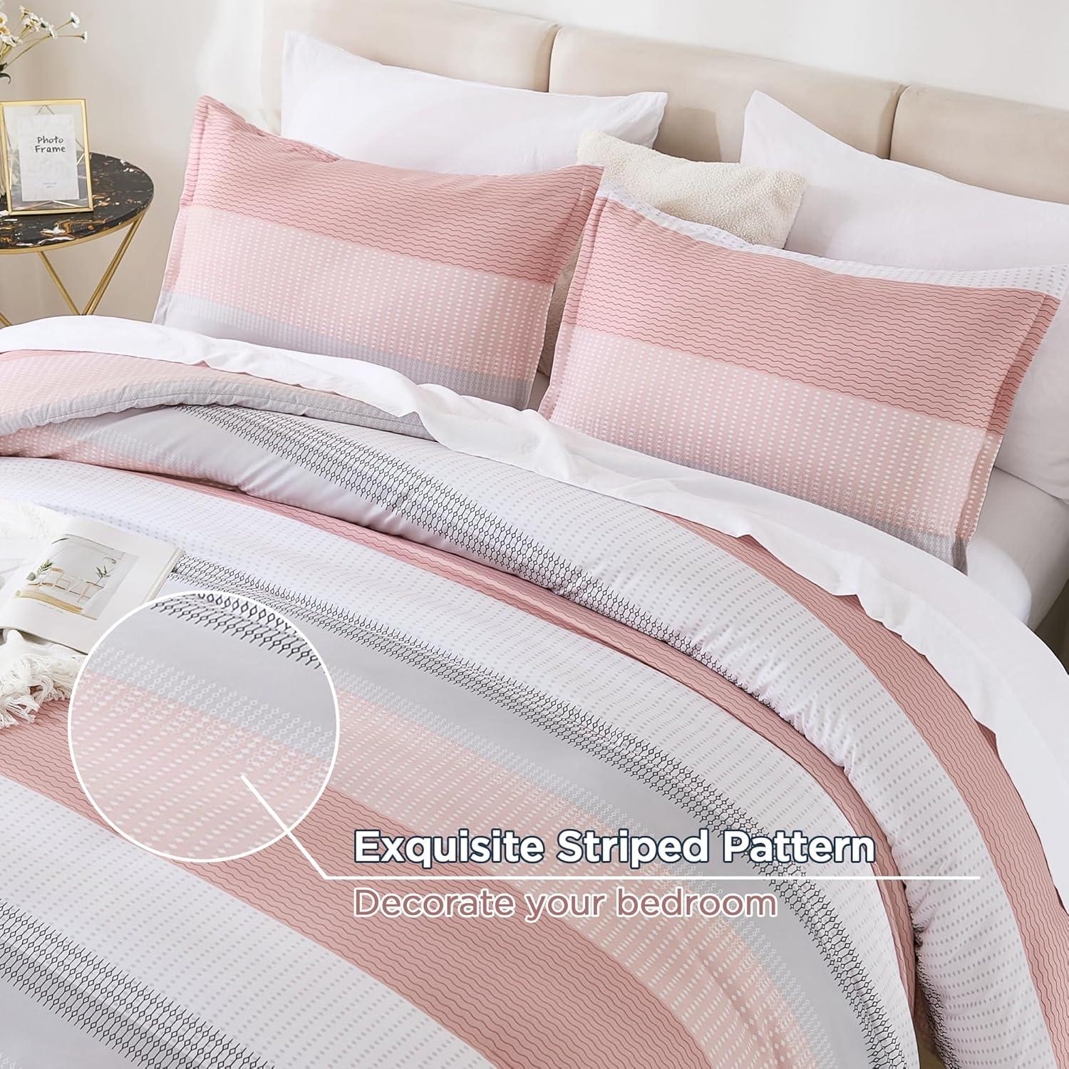 7 Pieces Comforter Set for All Seasons Pink - King