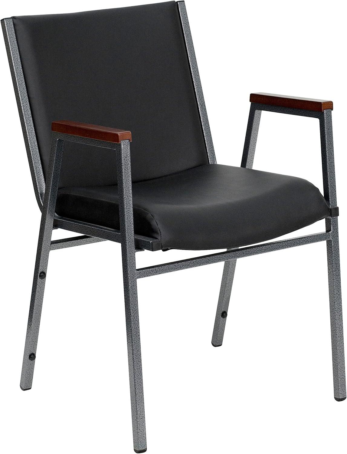 Emma and Oliver Heavy Duty Reception/Guest Stack Chair with Arms