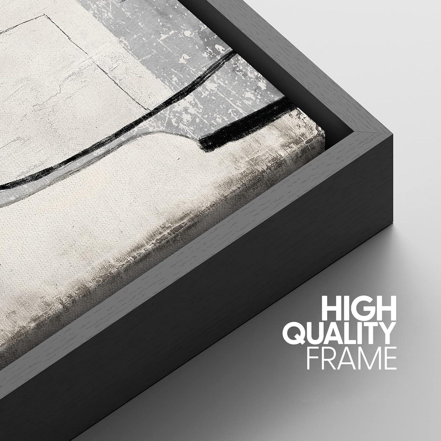 IDEA4WALL Geometric Line " IDEA4WALL Framed Canvas Print Wall Art Grunge Retro Industrial Geometric Color Field Abstract Shapes Illustrations Modern Decorative Contemporary For Living Room, Bedroom, Office "