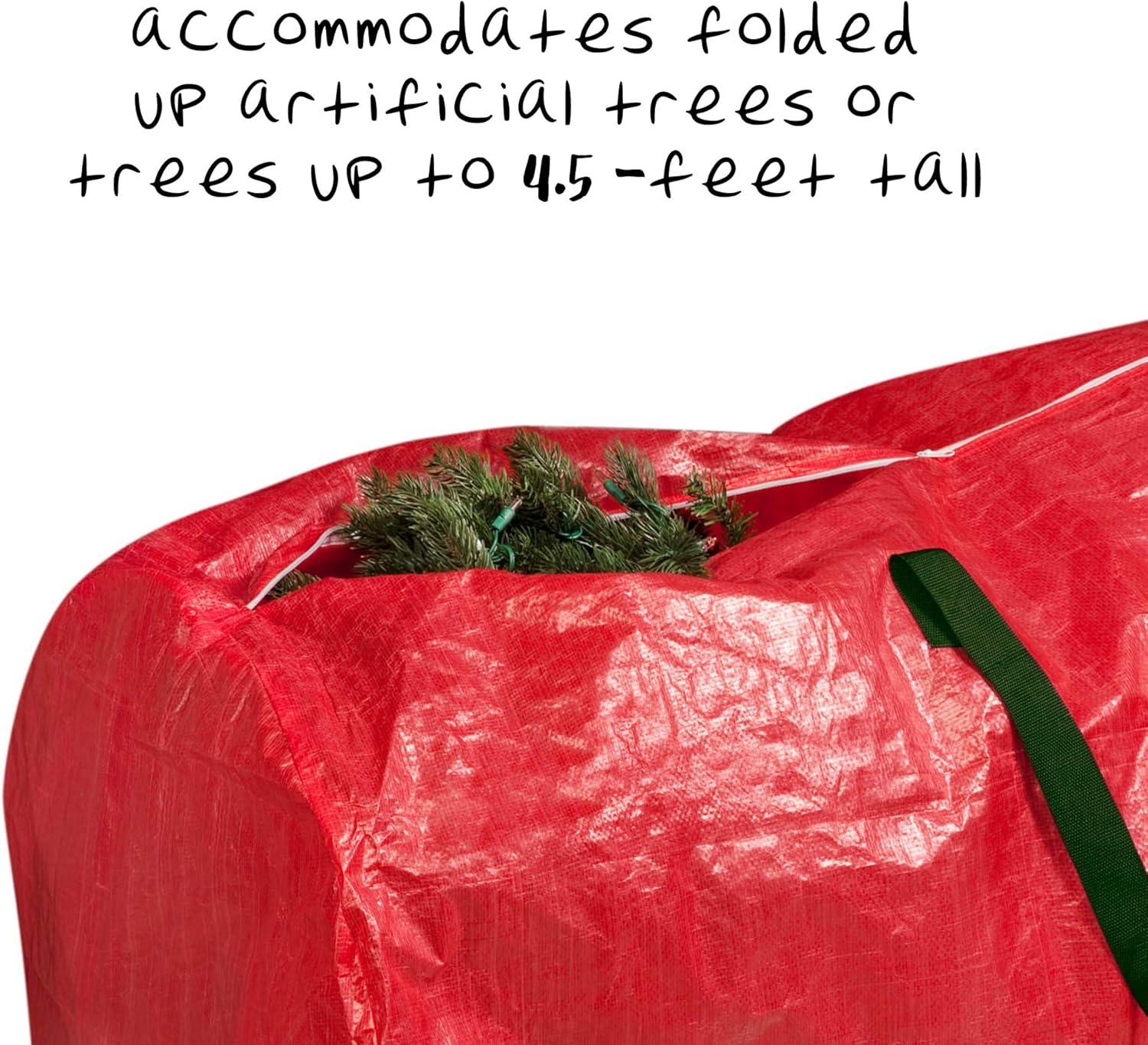 Honey-Can-Do Polyethylene 7' Christmas Tree Storage Bag with Handles, Red